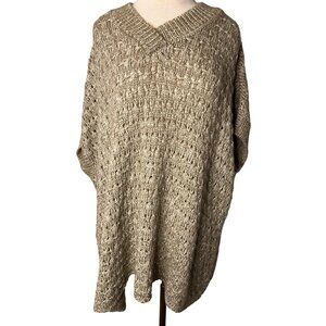 Coco Carmen sweater poncho open knit square V-neck One size pull over